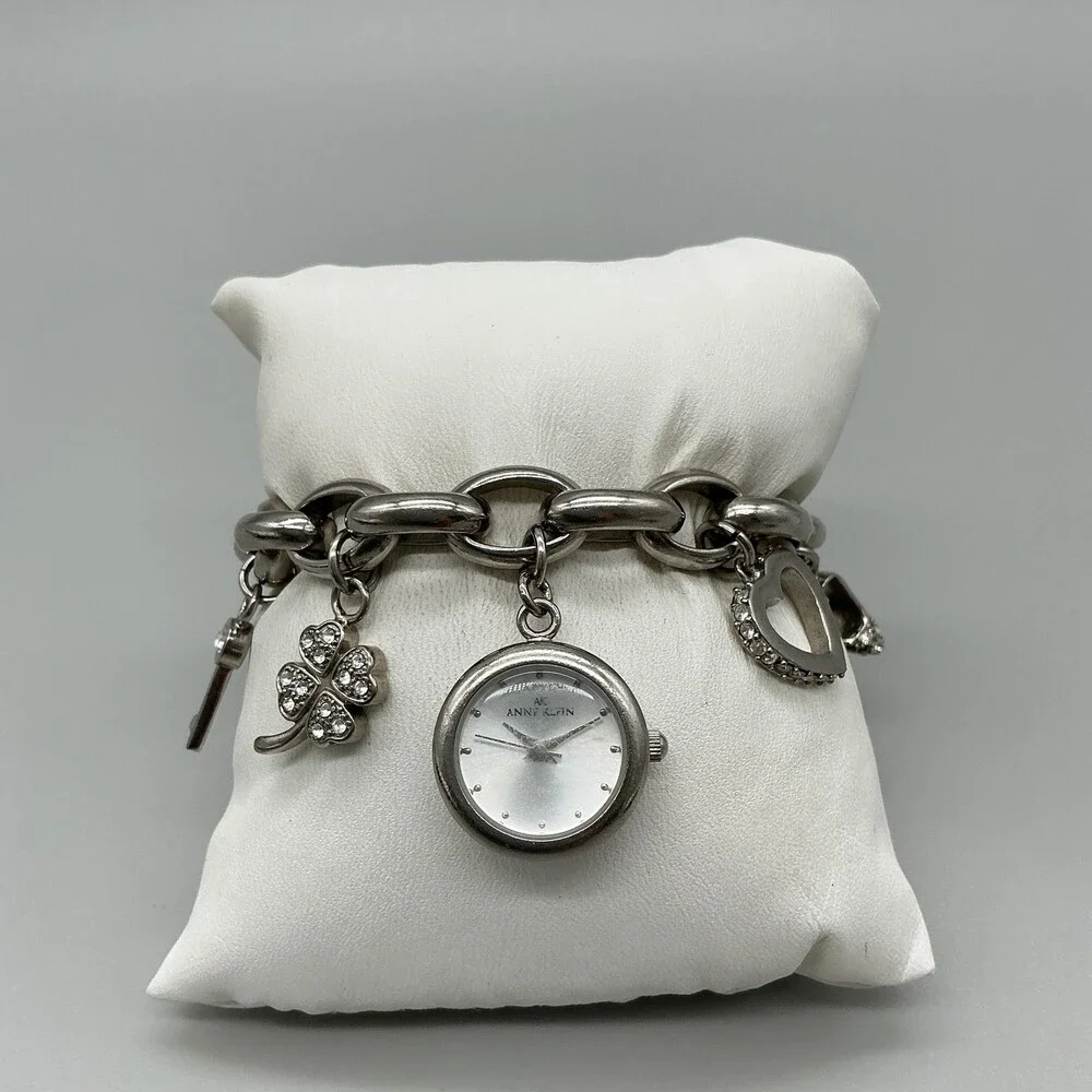 Anne Klein Womens Watch 20mm Silver Tone Charms AK 10/7805SW New Battery 7.5